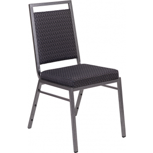 Wholesale HERCULES Series Square Back Stacking Banquet Chair in Gray Fabric with Silvervein Frame