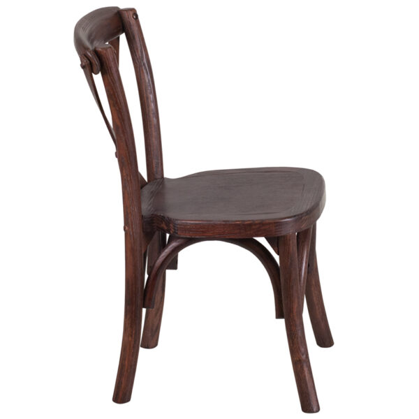 Lowest Price HERCULES Series Stackable Kids Mahogany Wood Cross Back Chair