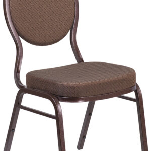 Wholesale HERCULES Series Teardrop Back Stacking Banquet Chair in Brown Patterned Fabric - Copper Vein Frame