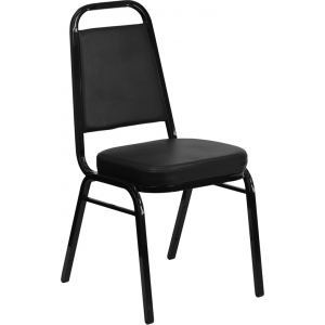Wholesale HERCULES Series Trapezoidal Back Stacking Banquet Chair in Black Vinyl - Black Frame