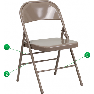 Wholesale HERCULES Series Triple Braced & Double Hinged Beige Metal Folding Chair