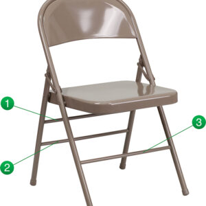 Wholesale HERCULES Series Triple Braced & Double Hinged Beige Metal Folding Chair