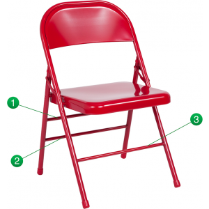 Wholesale HERCULES Series Triple Braced & Double Hinged Red Metal Folding Chair