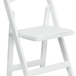 Wholesale HERCULES Series White Wood Folding Chair with Vinyl Padded Seat