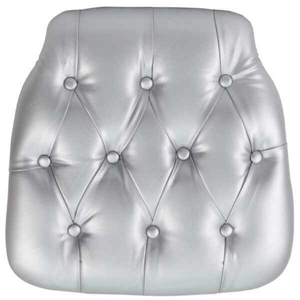 Wholesale Hard Silver Tufted Vinyl Chiavari Chair Cushion