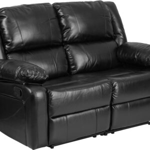 Wholesale Harmony Series Black Leather Loveseat with Two Built-In Recliners