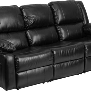 Wholesale Harmony Series Black Leather Sofa with Two Built-In Recliners