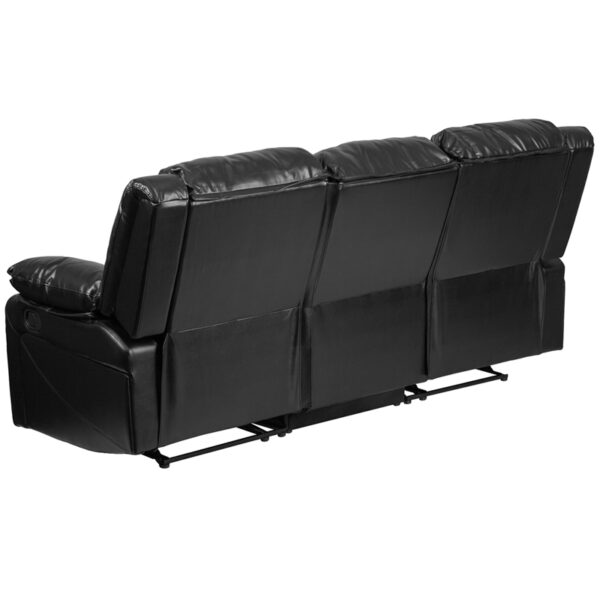 Contemporary Style Black Leather Recliner Sofa