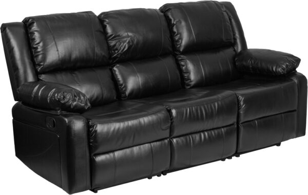 Wholesale Harmony Series Black Leather Sofa with Two Built-In Recliners