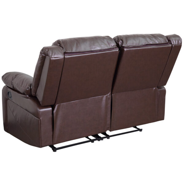 Contemporary Style Brown Leather Recline Loveseat