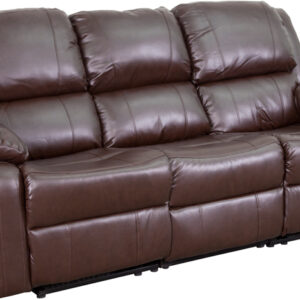 Wholesale Harmony Series Brown Leather Sofa with Two Built-In Recliners