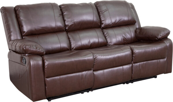 Wholesale Harmony Series Brown Leather Sofa with Two Built-In Recliners