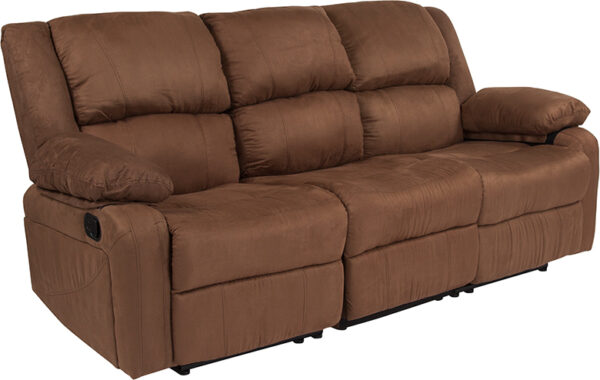 Wholesale Harmony Series Chocolate Brown Microfiber Sofa with Two Built-In Recliners