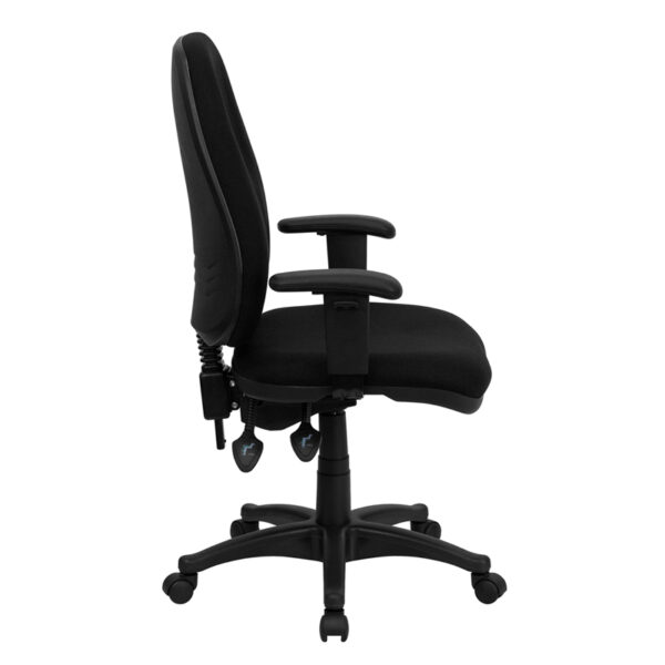 Lowest Price High Back Black Fabric Executive Swivel Ergonomic Office Chair with Adjustable Arms
