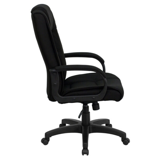 Lowest Price High Back Black Fabric Executive Swivel Office Chair with Arms