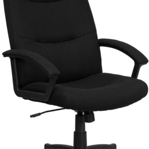 Wholesale High Back Black Fabric Executive Swivel Office Chair with Two Line Horizontal Stitch Back and Arms