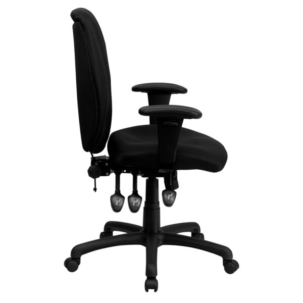 Lowest Price High Back Black Fabric Multifunction Ergonomic Executive Swivel Office Chair with Adjustable Arms