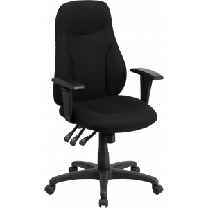 Wholesale High Back Black Fabric Multifunction Swivel Ergonomic Task Office Chair with Adjustable Arms