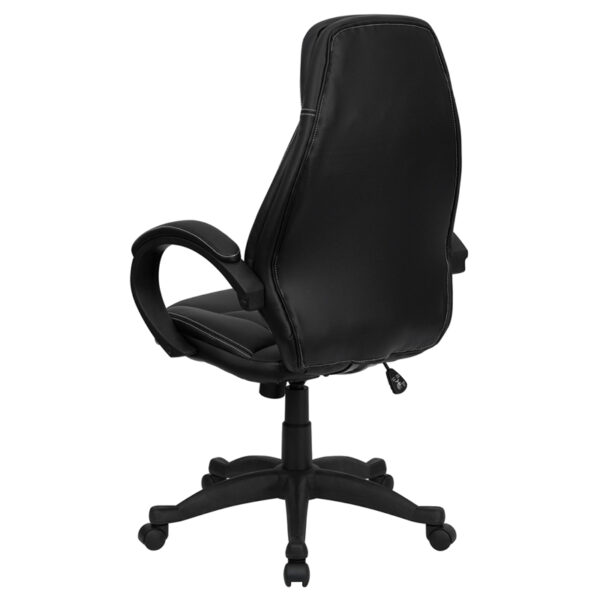 Contemporary Office Chair Black High Back Leather Chair