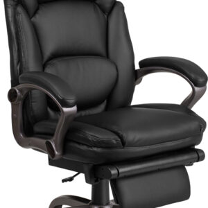 Wholesale High Back Black Leather Executive Reclining Ergonomic Swivel Office Chair with Outer Lumbar Cushion and Arms