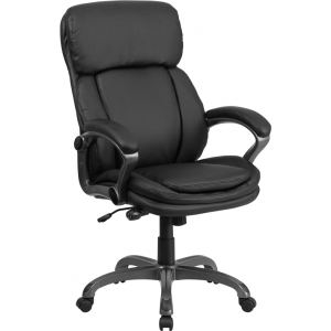 Wholesale High Back Black Leather Executive Swivel Ergonomic Office Chair with Lumbar Support Knob with Arms