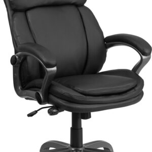Wholesale High Back Black Leather Executive Swivel Ergonomic Office Chair with Lumbar Support Knob with Arms