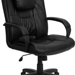 Wholesale High Back Black Leather Executive Swivel Office Chair with Oversized Headrest and Arms