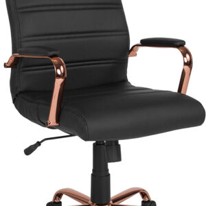 Wholesale High Back Black Leather Executive Swivel Office Chair with Rose Gold Frame and Arms