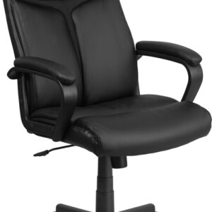 Wholesale High Back Black Leather Executive Swivel Office Chair with Slight Mesh Accent and Arms