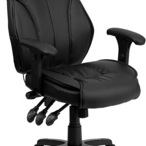 Wholesale High Back Black Leather Multifunction Executive Swivel Ergonomic Office Chair with Lumbar Support Knob with Arms