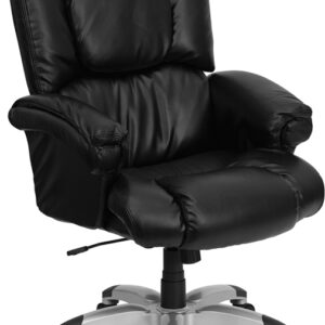 Wholesale High Back Black Leather OverStuffed Executive Swivel Ergonomic Office Chair with Fully Upholstered Arms