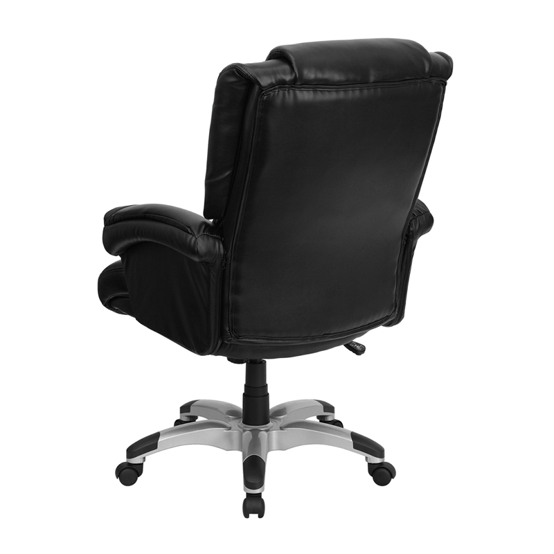 High Back Black Leather Overstuffed Executive Swivel Ergonomic Office Chair With Fully Upholstered Arms Restaurant Furniture Org