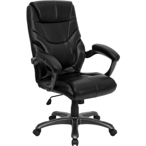 Wholesale High Back Black Leather Overstuffed Executive Swivel Ergonomic Office Chair with Arms