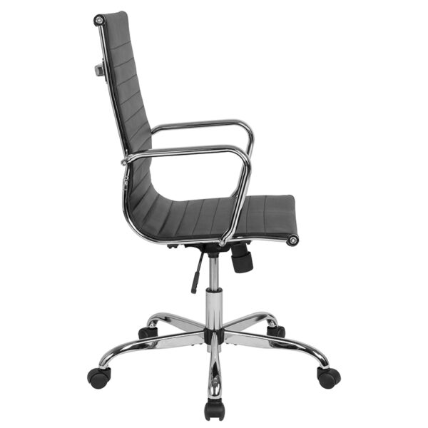 Contemporary Executive Office Chair with Coat Hanger Bar on Back Black Leather Office Chair