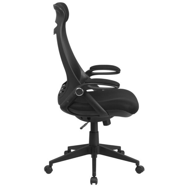 Lowest Price High Back Black Mesh Executive Swivel Office Chair with Flip-Up Arms