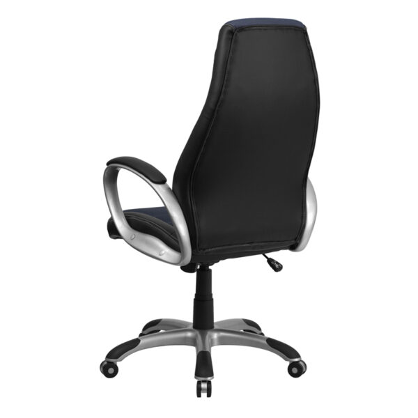 Contemporary Office Chair Black/Blue High Back Chair