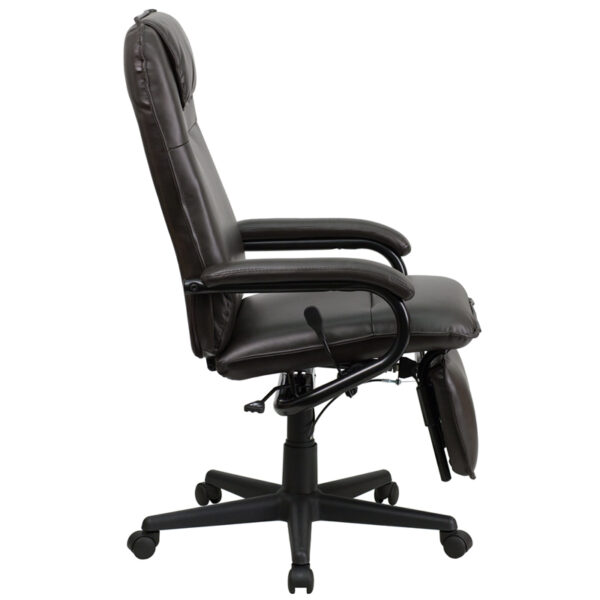 Lowest Price High Back Brown Leather Executive Reclining Ergonomic Swivel Office Chair with Arms