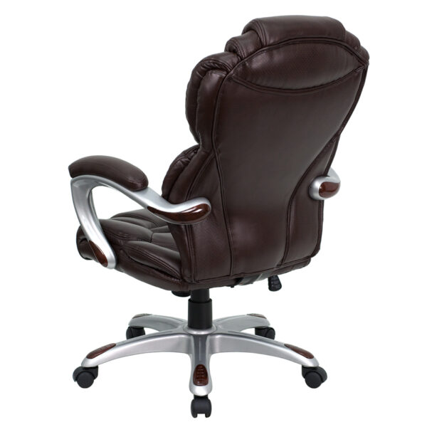 Contemporary Office Chair Brown High Back Leather Chair