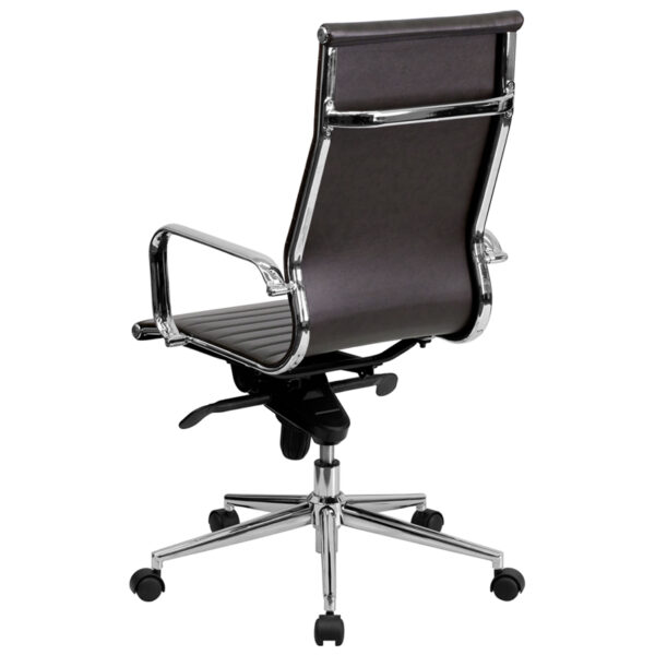 Contemporary Office Chair Brown High Back Leather Chair