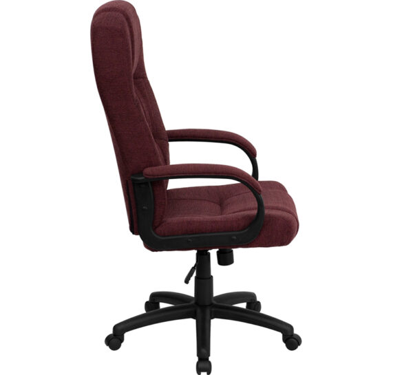 Lowest Price High Back Burgundy Fabric Executive Swivel Office Chair with Arms