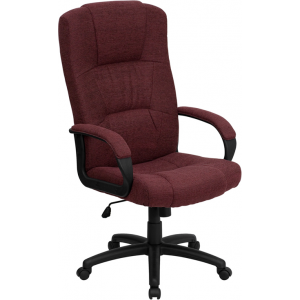 Wholesale High Back Burgundy Fabric Executive Swivel Office Chair with Arms