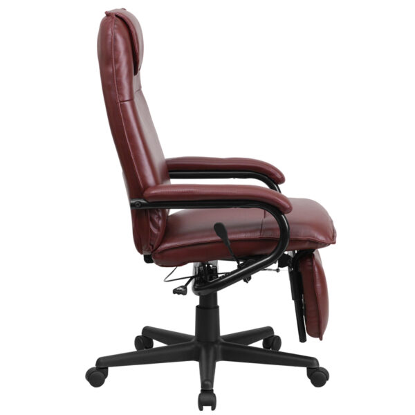 Lowest Price High Back Burgundy Leather Executive Reclining Ergonomic Swivel Office Chair with Arms