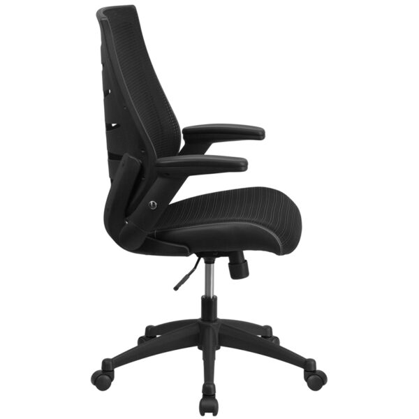 Lowest Price High Back Designer Black Mesh Executive Swivel Ergonomic Office Chair with Height Adjustable Flip-Up Arms