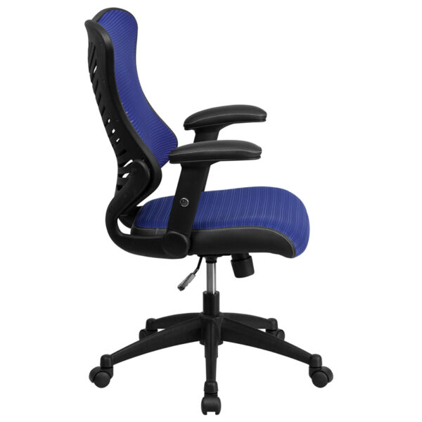 Lowest Price High Back Designer Blue Mesh Executive Swivel Ergonomic Office Chair with Adjustable Arms