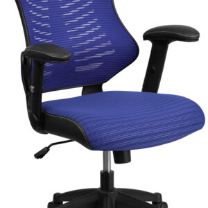Wholesale High Back Designer Blue Mesh Executive Swivel Ergonomic Office Chair with Adjustable Arms