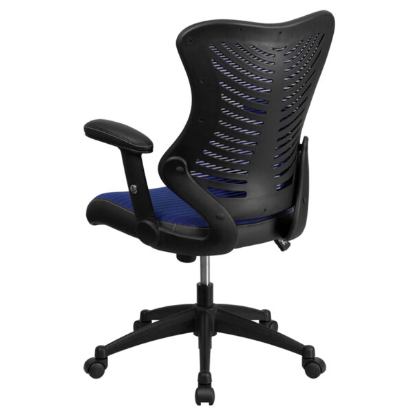 Contemporary Office Chair Blue High Back Mesh Chair