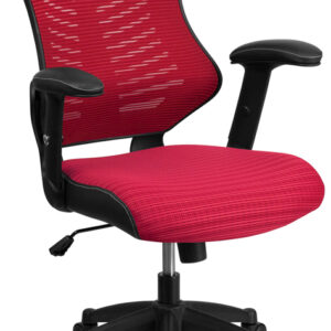 Wholesale High Back Designer Burgundy Mesh Executive Swivel Ergonomic Office Chair with Adjustable Arms