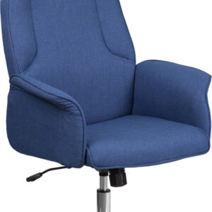 Wholesale High Back Desk Chair | Blue Upholstered Swivel Chair for Desk and Office