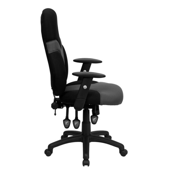 Lowest Price High Back Ergonomic Black and Gray Mesh Swivel Task Office Chair with Adjustable Arms