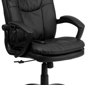 Wholesale High Back Ergonomic Massaging Black Leather Executive Swivel Office Chair with Remote Pocket and Arms